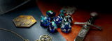 Blue and Green Glitter Sharp Edge Dice Set Polished luxury sharp edge dice set Roll in style with these polyhedral dice sets perfect for Tabletop games and RPG's such as pathfinder or dungeons and dragons Free UK Delivery by Fandomonium