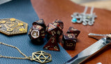 Blue Blood Scarab Chessex Dice Set  These genuine Chessex polyhedral dice sets are a perfect addition to any dice collection.  They are standard 16mm polyhedral dice sets perfect for Tabletop games and RPG's such as pathfinder or dungeons and dragons.  This set includes one of each D20, D12, D10, D%, D8, D6, D4.  Why Choose Chessex?  Chessex are the market leaders in quality of dice and consistency of roll and have been creating dice for over 30 years
