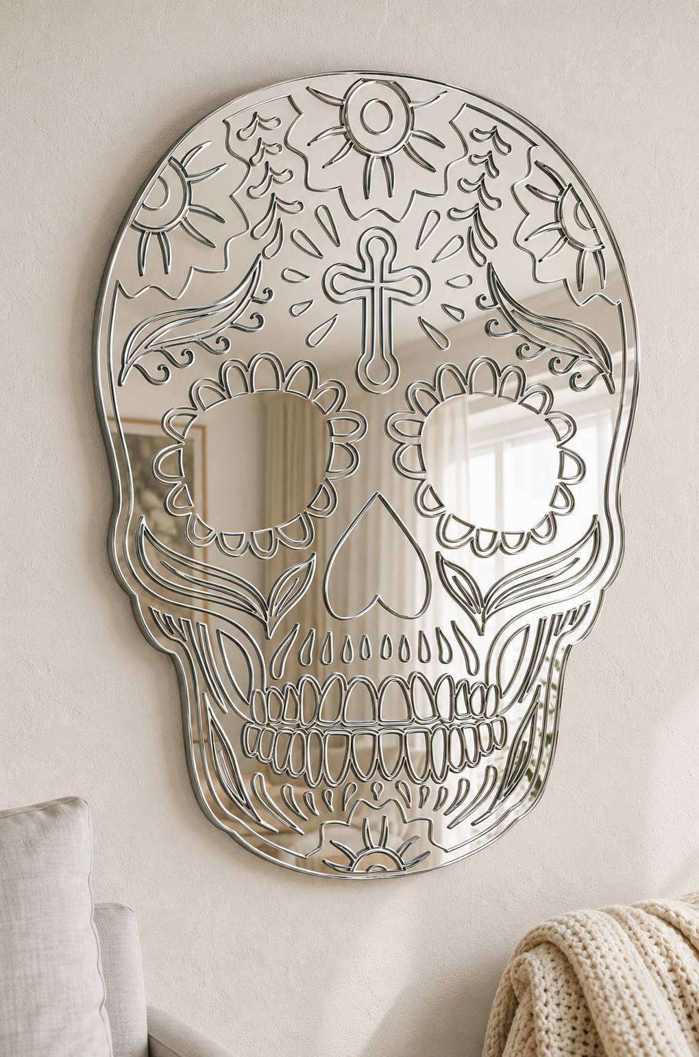 Candy Skull Cross Acrylic Mirror