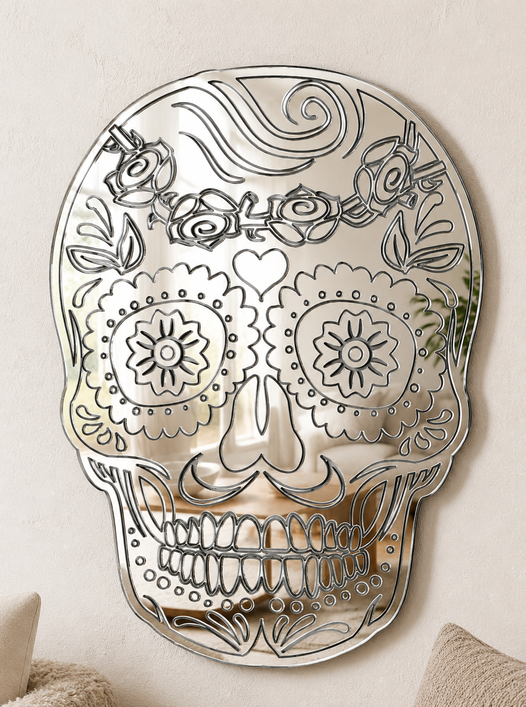 Candy Skull Rose Acrylic Mirror