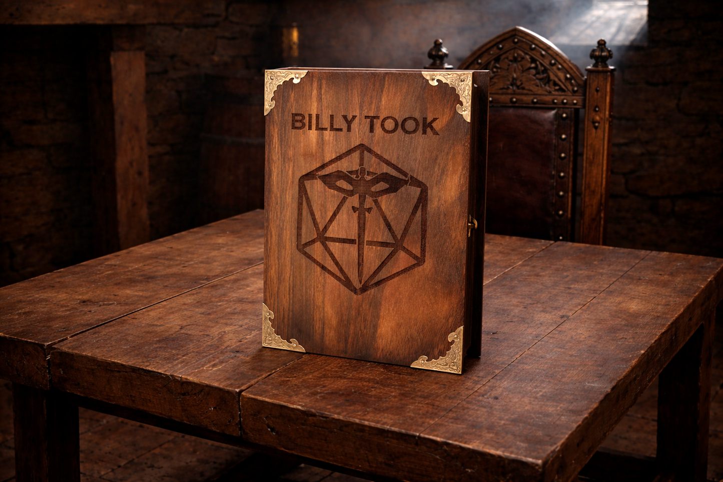 DND Class Personalised Charred Ancient Dice & Storage Box