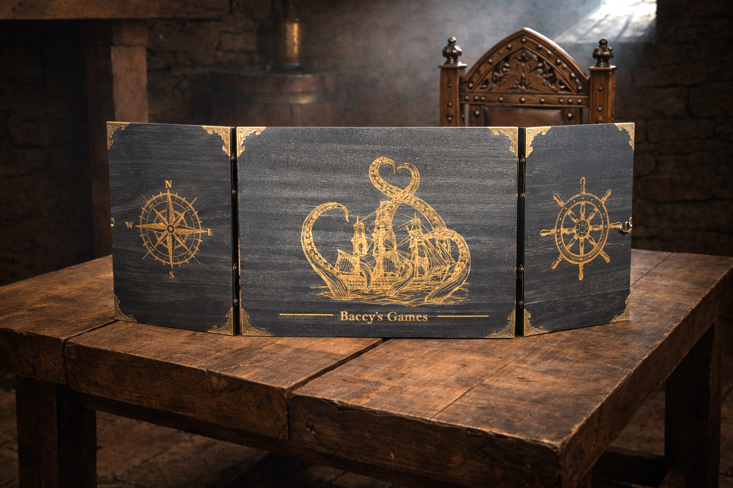 Wooden Dungeon Master Screen - Nautical Theme