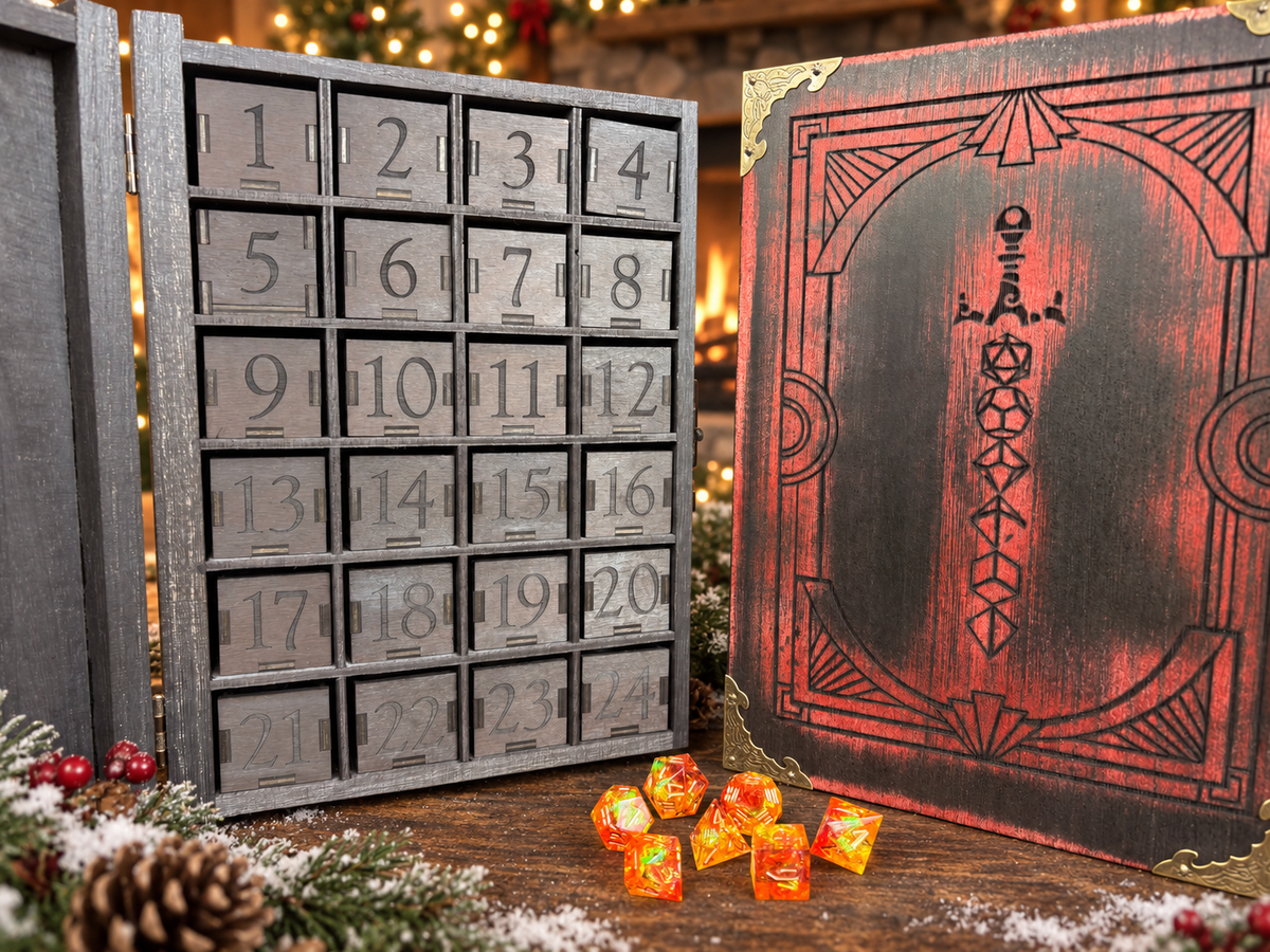 Dice Advent Calendar - Reusable Dice Tray and Dice Box - Colour Accent