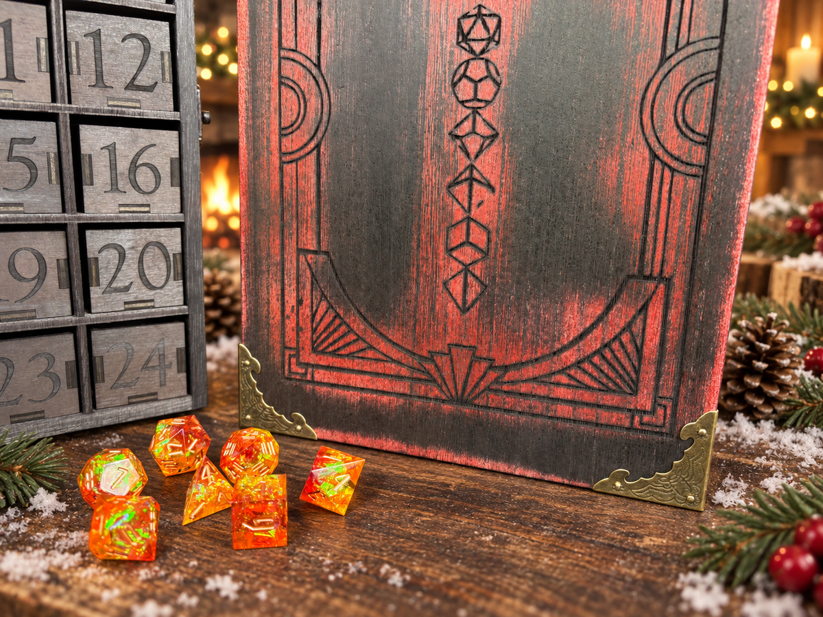 Dice Advent Calendar - Reusable Dice Tray and Dice Box - Colour Accent