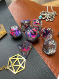 Demon's Eye Dice Set Resin dice set with inset "Demons Eye" They are 16mm polyhedral dice sets perfect for Tabletop games and RPG's such as pathfinder or dungeons and dragons. Free UK Delivery by Fandomonium