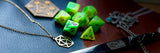 Elemental Yellow and Green Polyhedral Dice Set