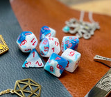 Gemini Astral Blue White Chessex Dice Set These genuine Chessex polyhedral dice sets are a perfect addition to any dice collection. They are standard 16mm polyhedral dice sets perfect for Tabletop games and RPG's such as pathfinder or dungeons and dragons. Free UK Delivery by Fandomonium