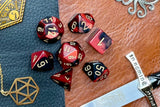 Gemini Red Black Chessex Dice Set These genuine Chessex polyhedral dice sets are a perfect addition to any dice collection. They are standard 16mm polyhedral dice sets perfect for Tabletop games and RPG's such as pathfinder or dungeons and dragons. Free UK Delivery from Fandomonium