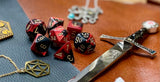 Gemini Red Black Chessex Dice Set These genuine Chessex polyhedral dice sets are a perfect addition to any dice collection. They are standard 16mm polyhedral dice sets perfect for Tabletop games and RPG's such as pathfinder or dungeons and dragons. Free UK Delivery from Fandomonium