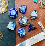 Gemini Blue Gold Chessex Dice Set These genuine Chessex polyhedral dice sets are a perfect addition to any dice collection. They are standard 16mm polyhedral dice sets perfect for Tabletop games and RPG's such as pathfinder or dungeons and dragons. Free UK Delivery by Fandomonium