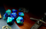 Gemini Blue Teal Chessex Dice Set These genuine Chessex polyhedral dice sets are a perfect addition to any dice collection. They are standard 16mm polyhedral dice sets perfect for Tabletop games and RPG's such as pathfinder or dungeons and dragons. Free UK Delivery by Fandomonium