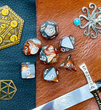 Gemini Copper Steel Chessex Dice Set These genuine Chessex polyhedral dice sets are a perfect addition to any dice collection. They are standard 16mm polyhedral dice sets perfect for Tabletop games and RPG's such as pathfinder or dungeons and dragons. Free UK Delivery by Fandomonium