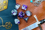 Gemini Steel Purple Chessex Dice Set These genuine Chessex polyhedral dice sets are a perfect addition to any dice collection. They are standard 16mm polyhedral dice sets perfect for Tabletop games and RPG's such as pathfinder or dungeons and dragons. Free UK Delivery from Fandomonium