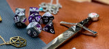 Gemini Steel Purple Chessex Dice Set These genuine Chessex polyhedral dice sets are a perfect addition to any dice collection. They are standard 16mm polyhedral dice sets perfect for Tabletop games and RPG's such as pathfinder or dungeons and dragons. Free UK Delivery from Fandomonium