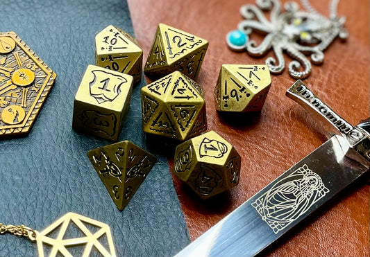 Gold Combat Polyhedral Dice Set