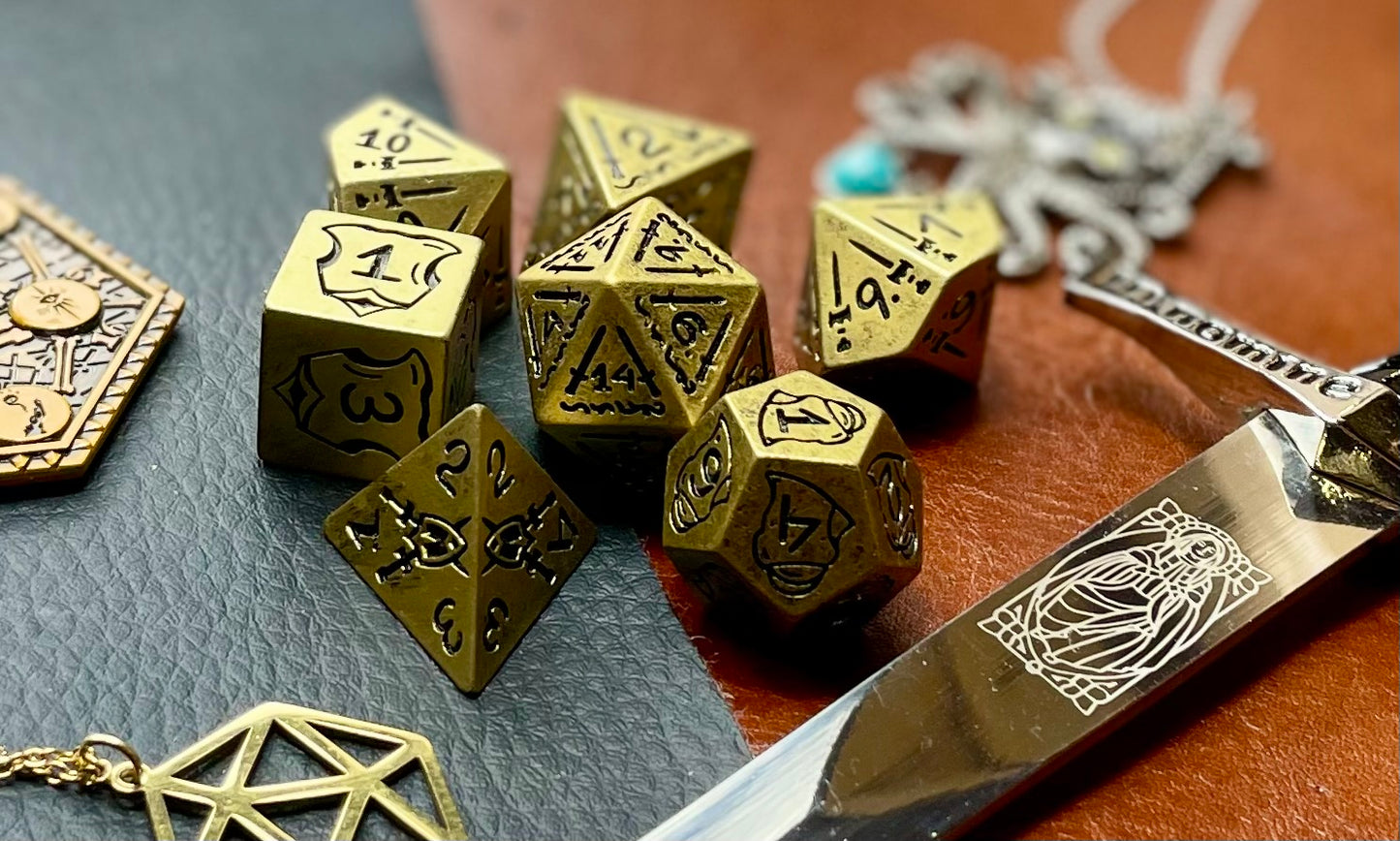 Gold Combat Polyhedral Dice Set