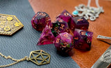 Purple Glitter Sharp Edge Dice Set Polished luxury sharp edge dice set Roll in style with these polyhedral dice sets perfect for Tabletop games and RPG's such as pathfinder or dungeons and dragons Free UK Delivery by Fandomonium