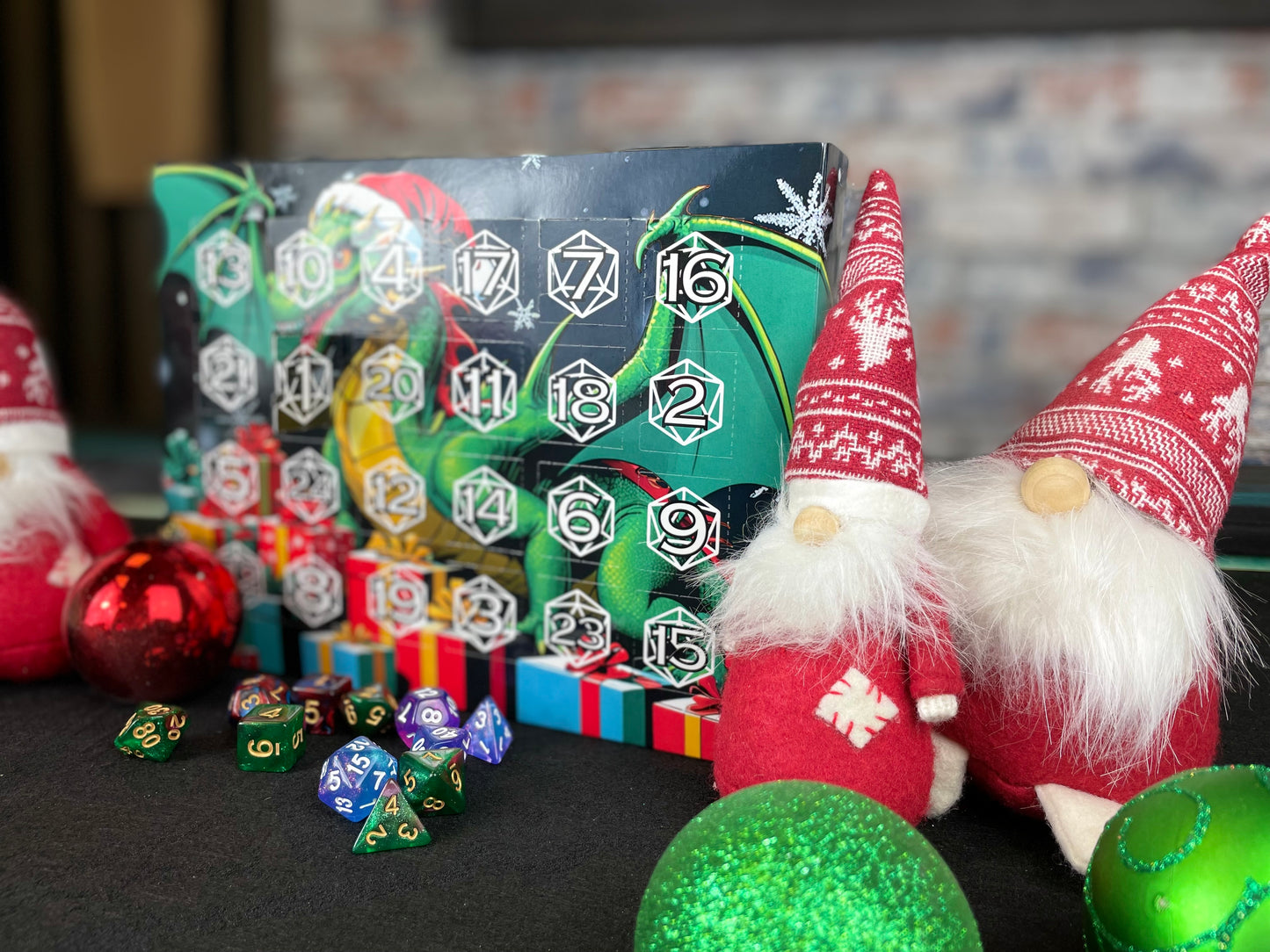 2024 D&D Dice Advent Calendar

Featuring our own custom designed Christmas Dragon design, our dice advent calendar is a perfect early Christmas gift for fans of Dungeons and Dragons, tabletop gaming and RPG's