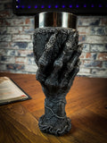 This goblet is a must have for any fan of the occult. Acting as the stem and base of the goblet is the hand of the Baphomet, the Sabbatic Goat, which represents the symbolisation of the equilibrium of opposites. Free UK delivery by Fandomonium