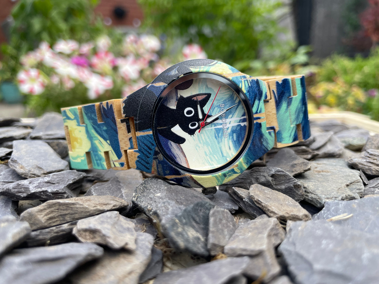 Black Cat Wooden Ladies Eco Watch