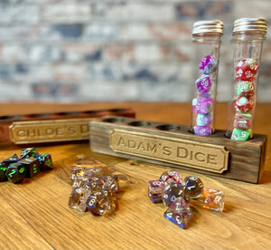 Dice Tube Storage With Personalised Stand