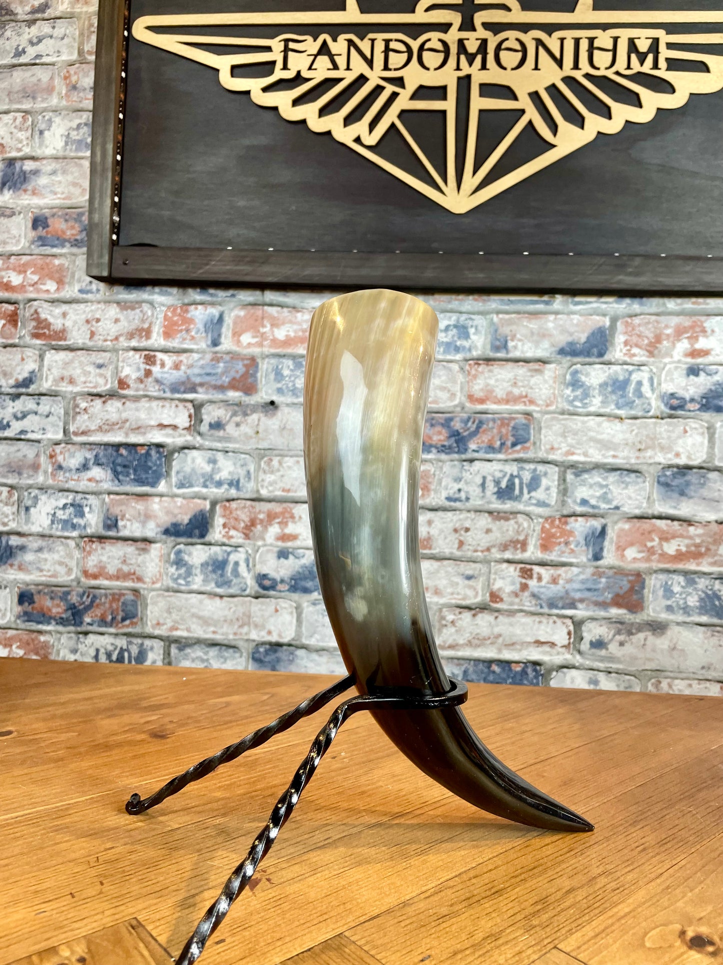 Large antique effect drinking horn. Made from solid 100% natural horn; these horns are perfect for drinking your beverage of choice while living your best viking life. Standing roughly 9-11inches (25-30cm) tall, this drinking horn will make a statement!