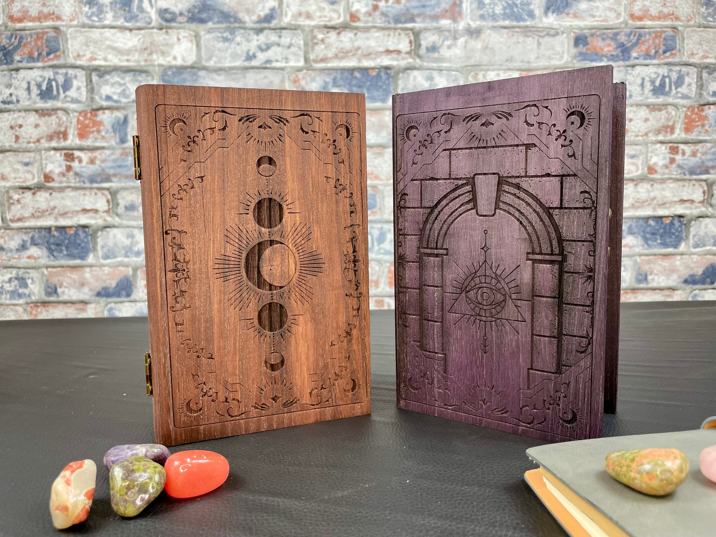 Solid Wood Tarot Deck Box In Choice of 14 Designs and 8 Colours.

Made from solid paulwonia wood and engraved to order; our boxes are perfect for storing, tarot cards, crystals, coins and any other types of trinket you can think of. Capable of comfortable hold a deck of standard sized tarot cards; these make an ideal gift or treat for yourself.