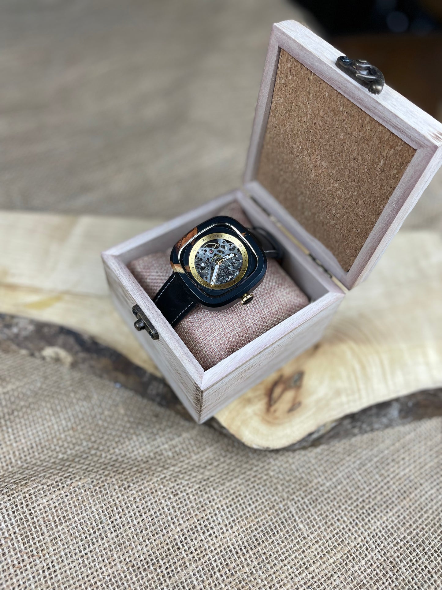 Wood and Black Resin Wooden Watch | Personalised Watch | Unique Men's Watch