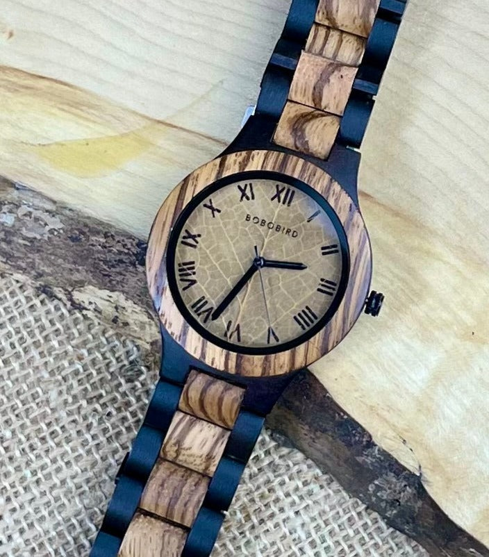 Wooden Automatic Movement Leaf Face Watch | Personalised Wooden Box | Personalised Watch | Gift For Him | Wooden Watch | Unique Gift Idea