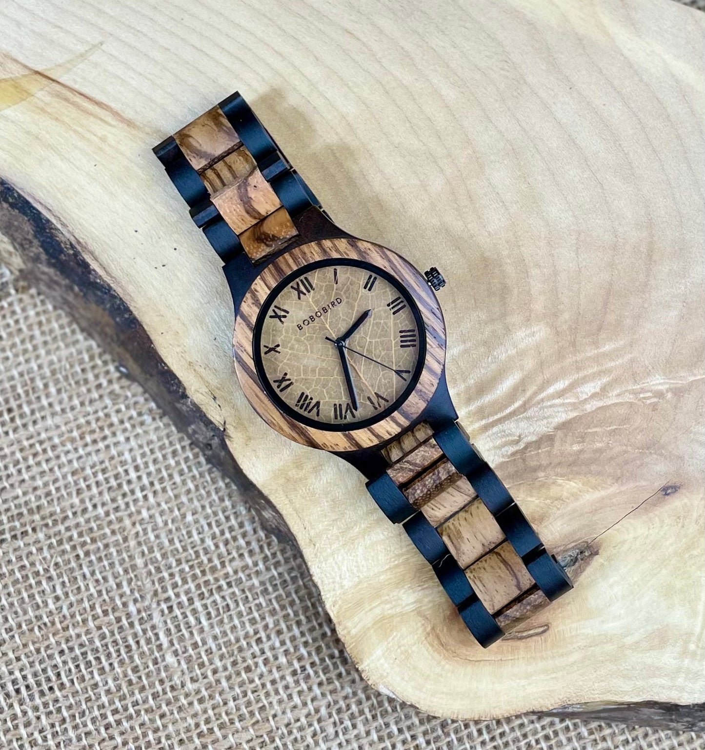 Wooden Automatic Movement Leaf Face Watch | Personalised Wooden Box | Personalised Watch | Gift For Him | Wooden Watch | Unique Gift Idea