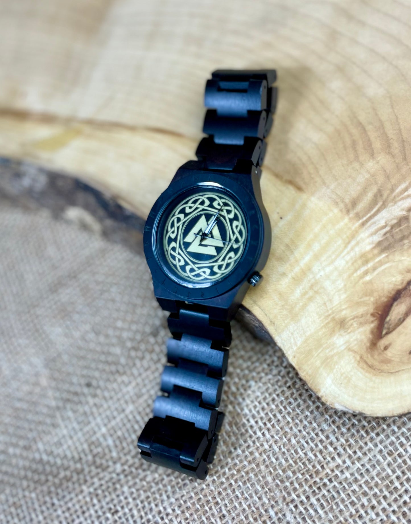 Norse Viking Style Wooden Watch | Personalised Viking Watch | Valknut Watch