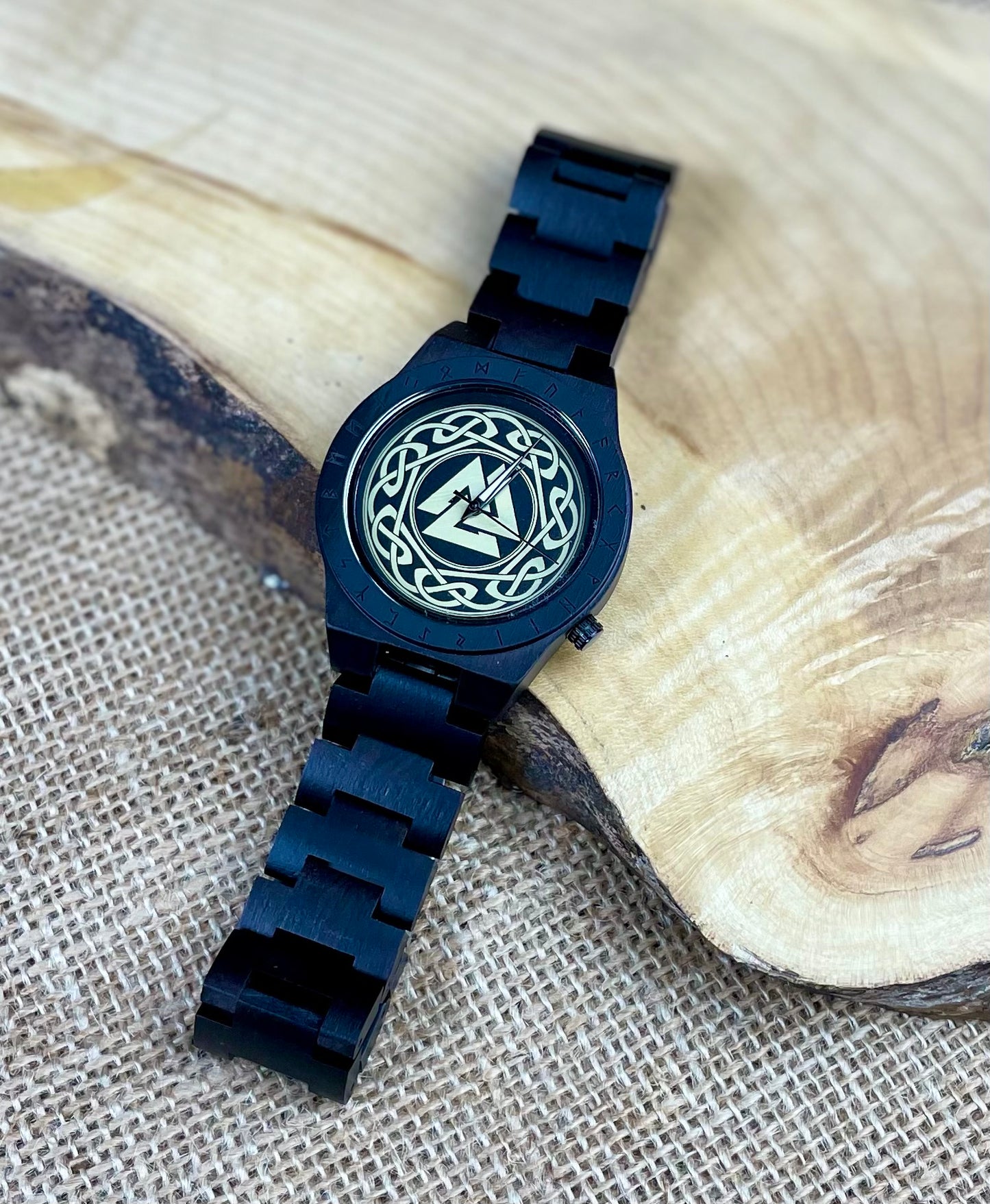 Norse Viking Style Wooden Watch | Personalised Viking Watch | Valknut Watch