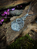 Stirling Silver Vegvisir Viking Compass Viking Nordic Pendant Necklace. Solid Stirling 925 silver pendant necklace with stunning viking mythology design. Featuring a Vegvsisir or Viking Compass motif surrounded by Nordic runes; this pendant is a perfect gift for fans of Norse and Viking mythology.
