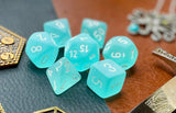 Teal Frosted Chessex Dice Set  These genuine Chessex polyhedral dice sets are a perfect addition to any dice collection.  They are standard 16mm polyhedral dice sets perfect for Tabletop games and RPG's such as pathfinder or dungeons and dragons.  This set includes one of each D20, D12, D10, D%, D8, D6, D4.  Why Choose Chessex?  Chessex are the market leaders in quality of dice and consistency of roll and have been creating dice for over 30 years