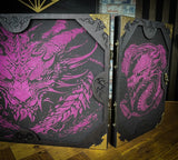 The Dragon's Hoard Dungeon Master Screen is a must-have for any tabletop gaming enthusiast. Crafted from high-quality wood and engraved with intricate designs, this screen is both sturdy and visually stunning. Ideal for tabletop gaming, Dungeons and Dragons, Pathfinder and many other TTRPG's