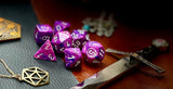 Violet Festive Chessex Dice Sett  These genuine Chessex polyhedral dice sets are a perfect addition to any dice collection.  They are standard 16mm polyhedral dice sets perfect for Tabletop games and RPG's such as pathfinder or dungeons and dragons.  This set includes one of each D20, D12, D10, D%, D8, D6, D4.  Why Choose Chessex?  Chessex are the market leaders in quality of dice and consistency of roll and have been creating dice for over 30 years