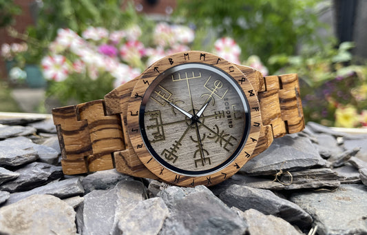 Vegvisir Design Zebrano Wooden Eco Watch. Free UK Delivery With Fandomonium