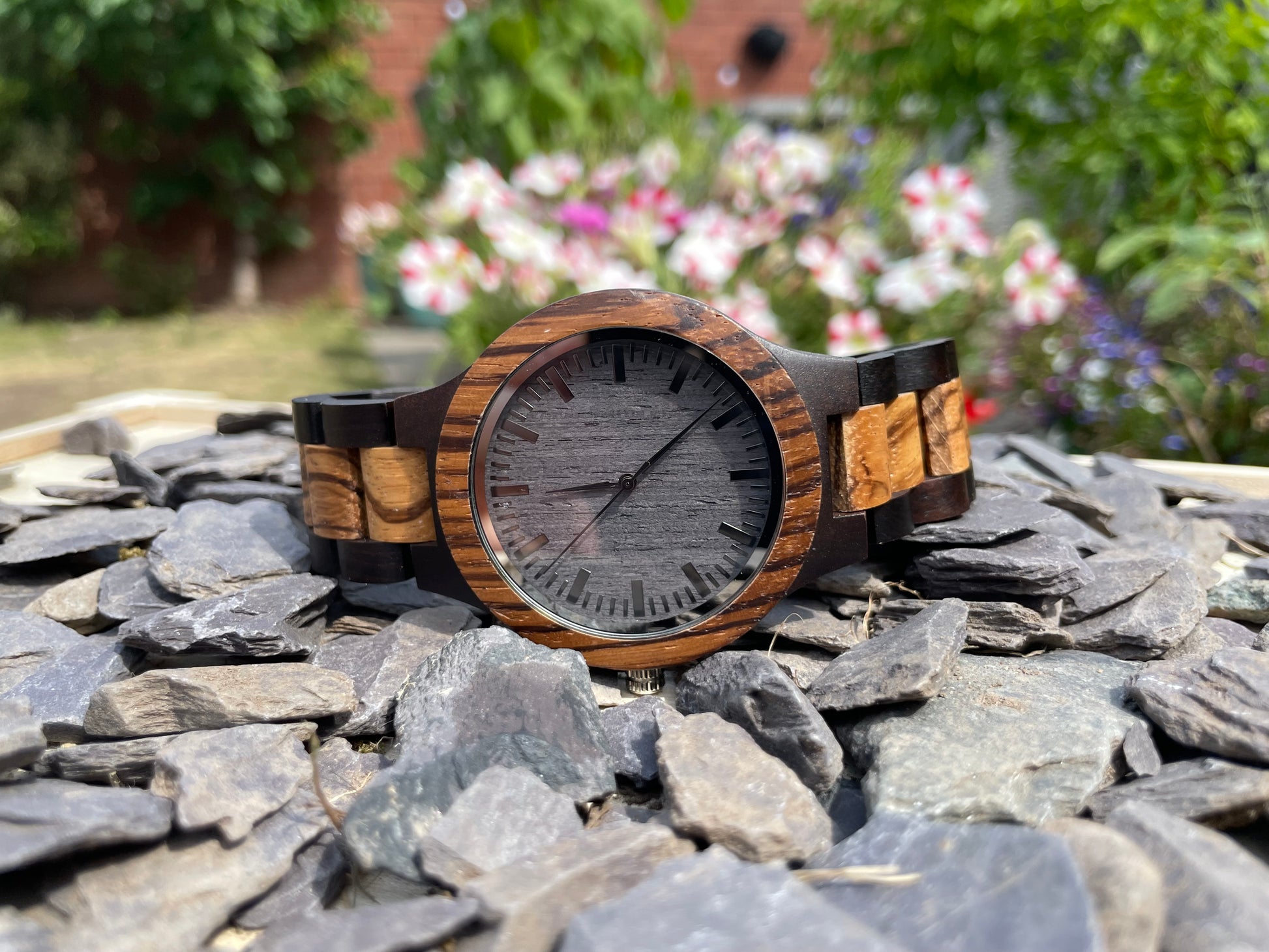 Walnut & Zebrano Wooden Eco Watch With Textured Face & Interlocking Strap

Made from solid walnut and Zebrano; these watches are both comfortable to wear and a unique timepiece.