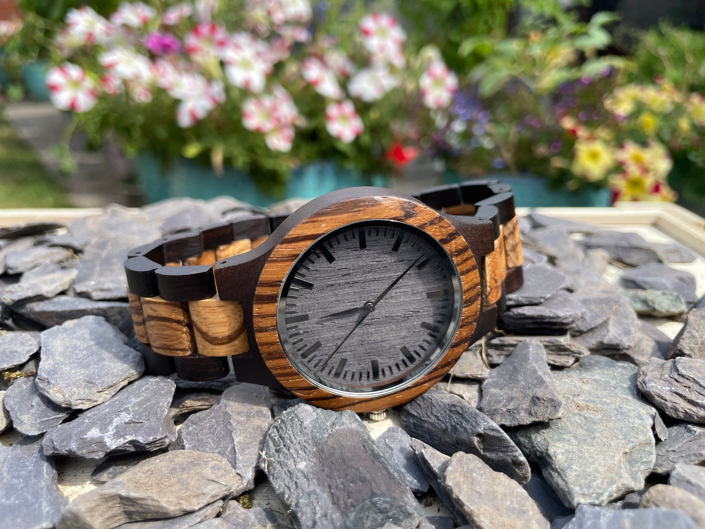Walnut & Zebrano Wooden Eco Watch With Textured Face & Interlocking Strap

Made from solid walnut and Zebrano; these watches are both comfortable to wear and a unique timepiece.
