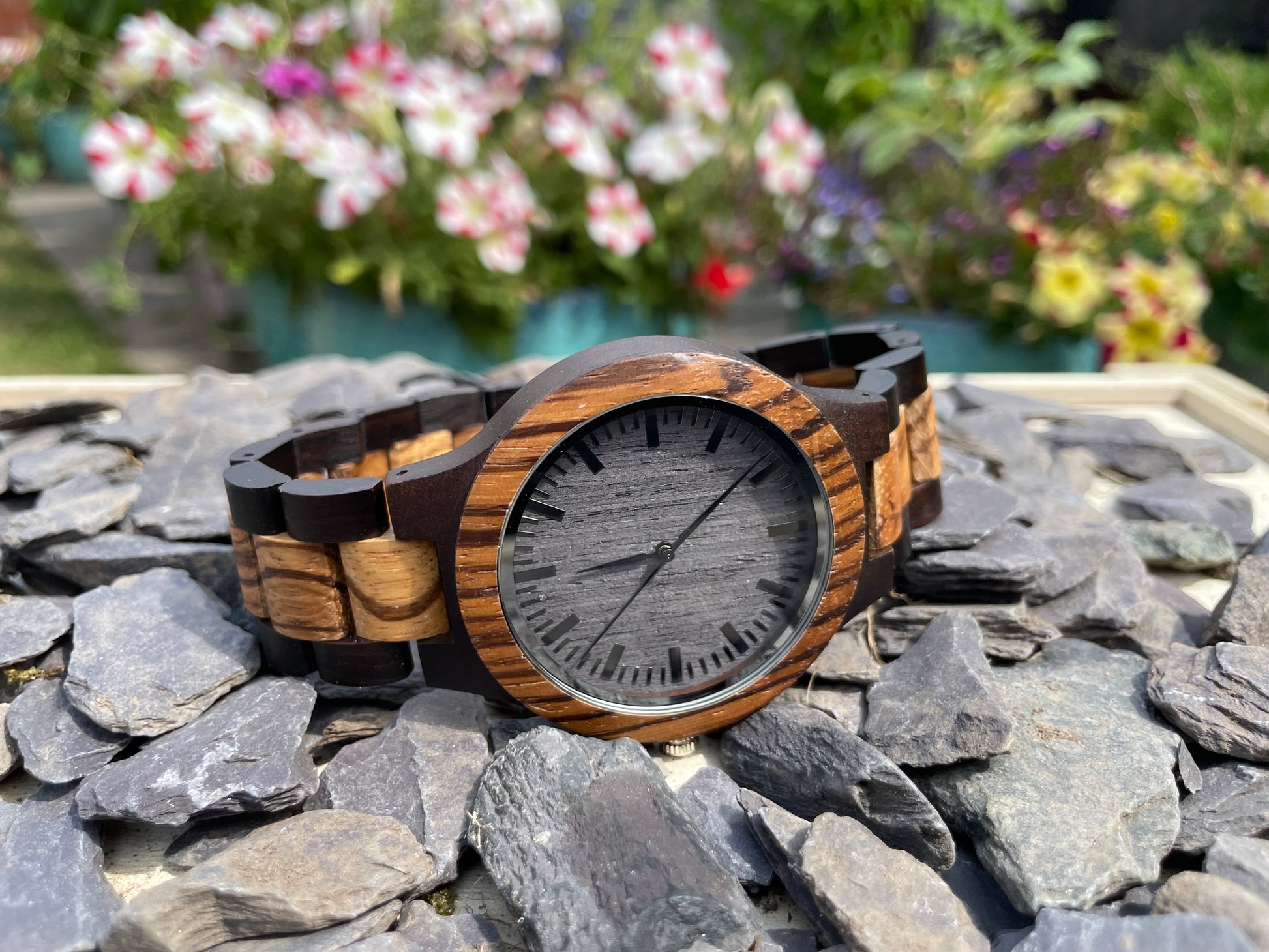 Walnut & Zebrano Wooden Eco Watch With Textured Face & Interlocking Strap

Made from solid walnut and Zebrano; these watches are both comfortable to wear and a unique timepiece.
