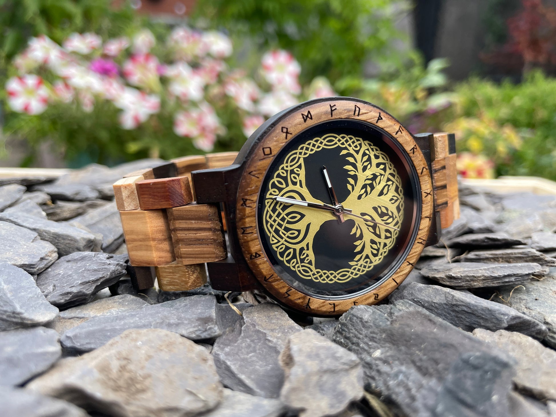 Yggdrasil Tree Of Life Design Wooden Eco Watch

Made from solid wood, these watches are both comfortable to wear and a unique timepiece.

Perfect for fans of Norse mythology; this stylish watch comes with a Yggdrasil or Norse Tree Of Life detail on the watch face. Free UK delivery by Fandomonium