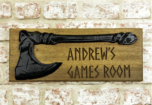 Viking Axe 3D Wall Sign | Personalised Door Sign | Unique Gift Idea | Wall Art | Carved Wall Signs