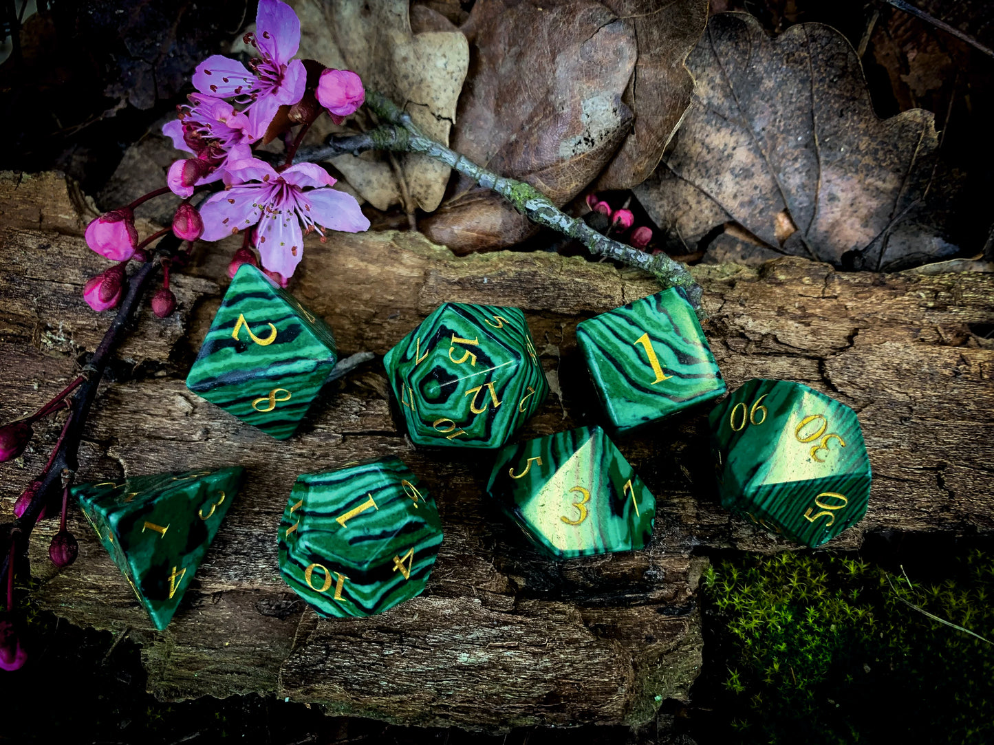 Malachite Gemstone Dice