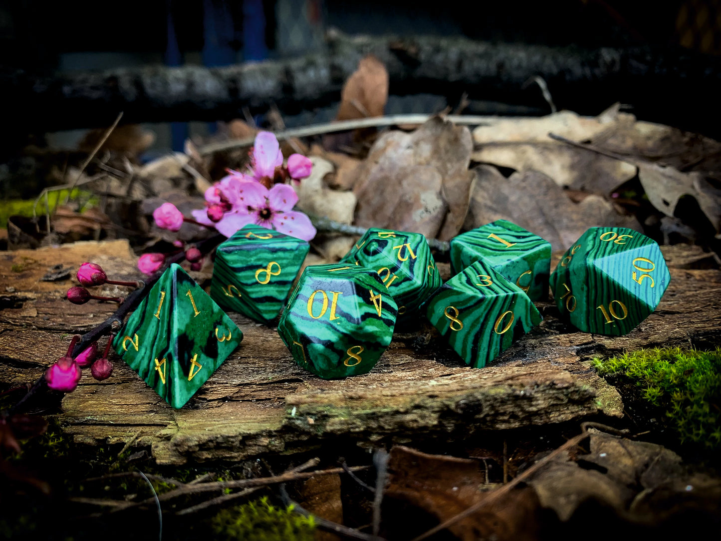 Malachite Gemstone Dice