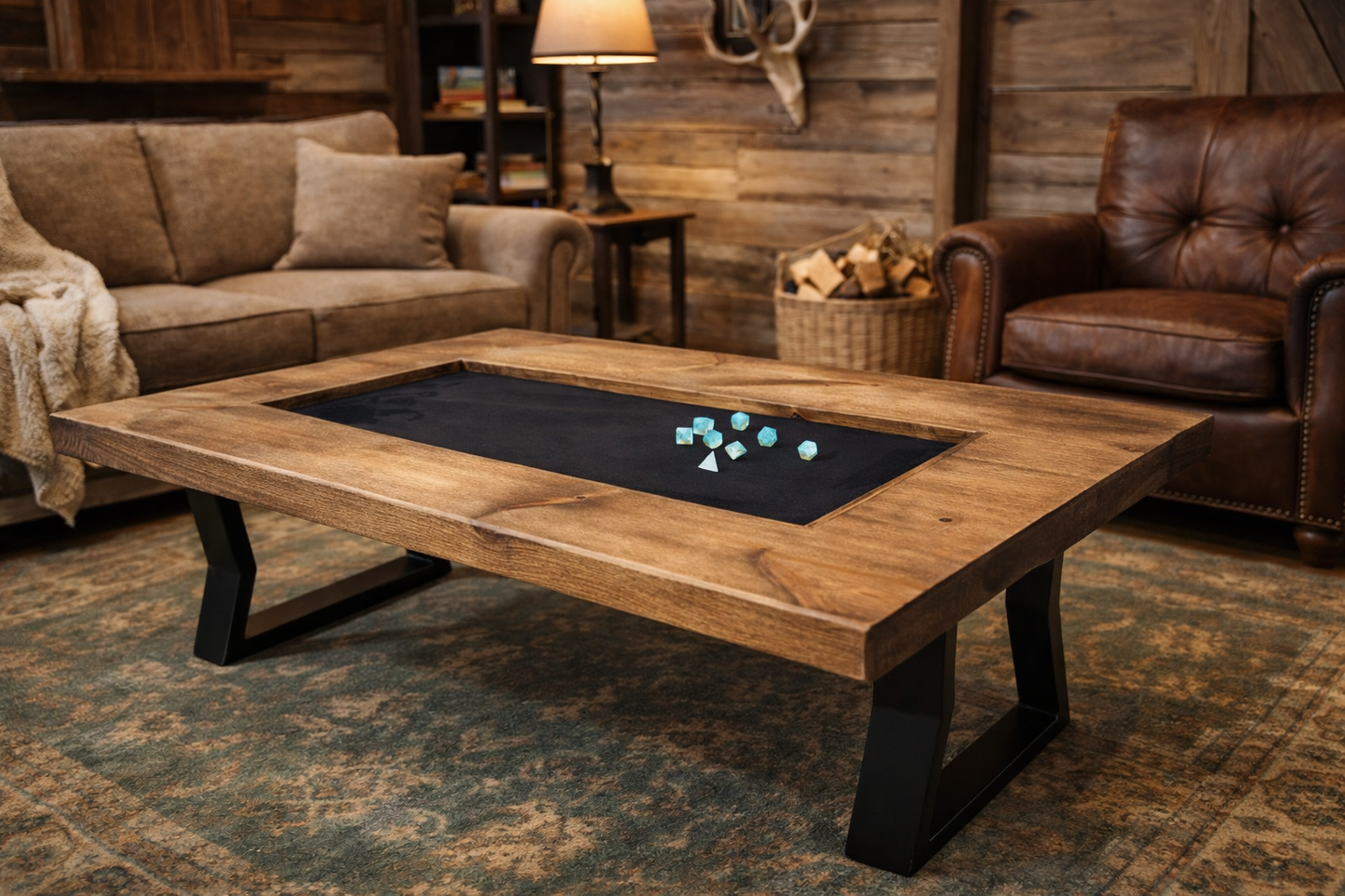 Solid wood coffee table sized tabletop gaming table.

Made by hand to order from solid wood with a recessed playing area. Perfect for tabletop games, jigsaws, card games and so many more table top and role playing games.