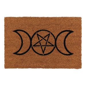 Natural Triple Moon Doormat  A natural coir doormat with printed Triple Moon design. The Triple Moon is a popular symbol representing the Triple Goddess and is characterised by a waxing, full and waning moon. Free UK delivery by Fandomonium