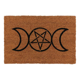 Natural Triple Moon Doormat  A natural coir doormat with printed Triple Moon design. The Triple Moon is a popular symbol representing the Triple Goddess and is characterised by a waxing, full and waning moon. Free UK delivery by Fandomonium