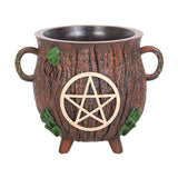 Pentagram Bark Effect Resin Cauldron Plant Pot  Grow herbs and special plants in this unique cauldron shaped plant pot complete with rustic bark-effect finish and pentagram design. Whether you want to place it on the windowsill in your kitchen or out in the garden, this magic-inspired planter is sure to bring a spell of good luck and help to protect budding plants as they grow. Free UK delivery by Fandomonium