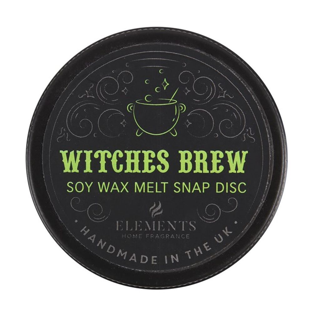 Witches Brew Soy Wax Snap Disc  This Witches Brew wax melt tin from our Gothic home fragrance range comes in a new, easy-to-use disc form. Each 25g disc is divided into 4 sections for up to 45 hours of long-lasting fragrance. This sweet explosion of hazelnut and praline is sure to put you under its spell. Free UK delivery with Fandomonium