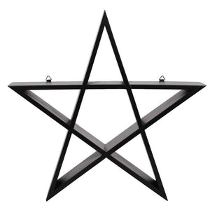 Pentagram Wall Shelf  Impressive black Pentagram wall art with two hooks on the reverse ready for hanging. Free UK delivery by Fandomonium